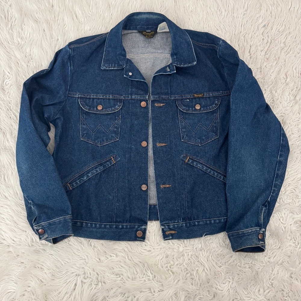 VTG Wrangler Denim Jacket Size 46 14oz Jean Trucker No Fault 14oz USA 70s/80s